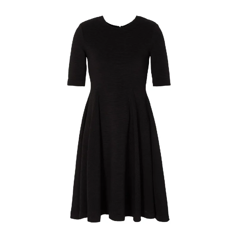 Emporio Armani Ottoman-Effect Black Jersey Dress