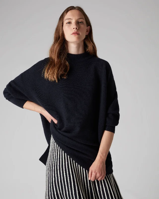 Women's Oversized Cashmere Sweater Dress Navy Blue