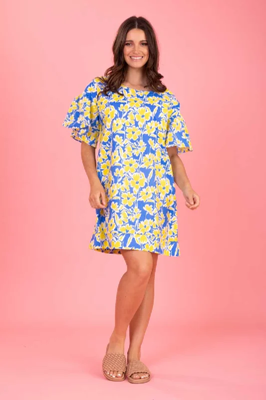 Austen Shift Dress Blue Yellow