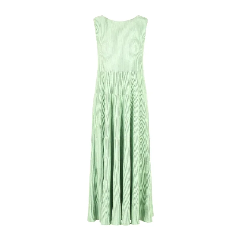 Emporio Armani Light Green Rib Flared Dress