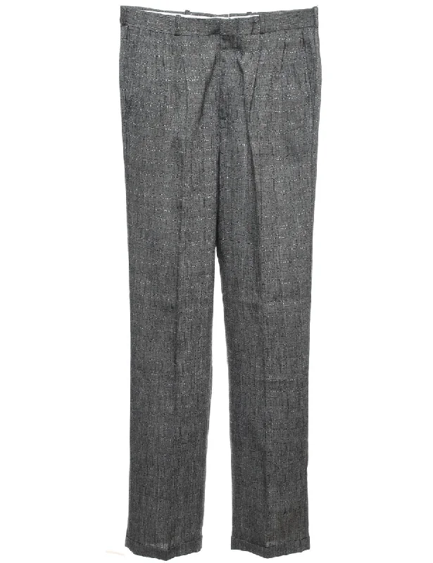 Grey & Black Patterned Trousers - W30 L34