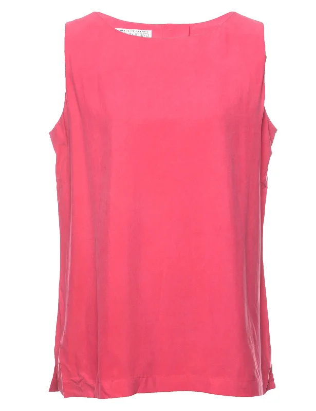 Hot Pink Sleeveless Silk Top - L