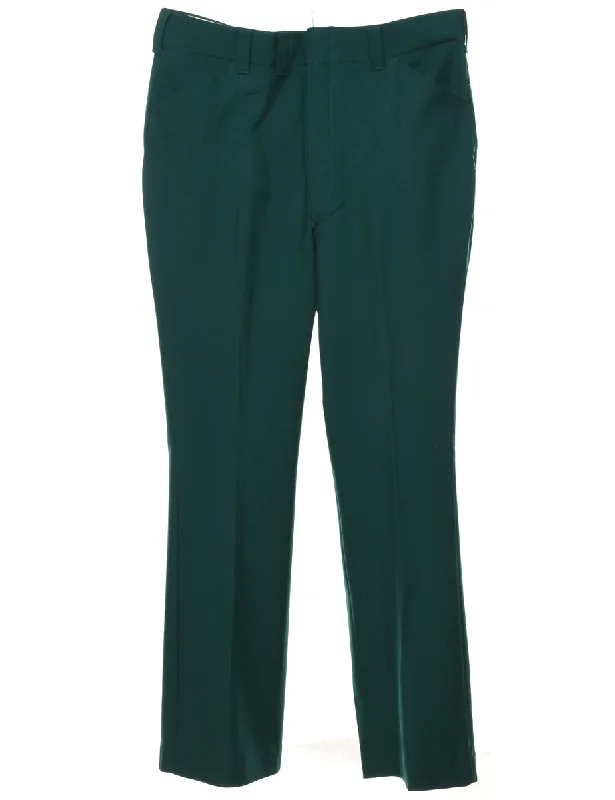 JC Penney Dark Green Straight-Fit Trousers - W38 L33