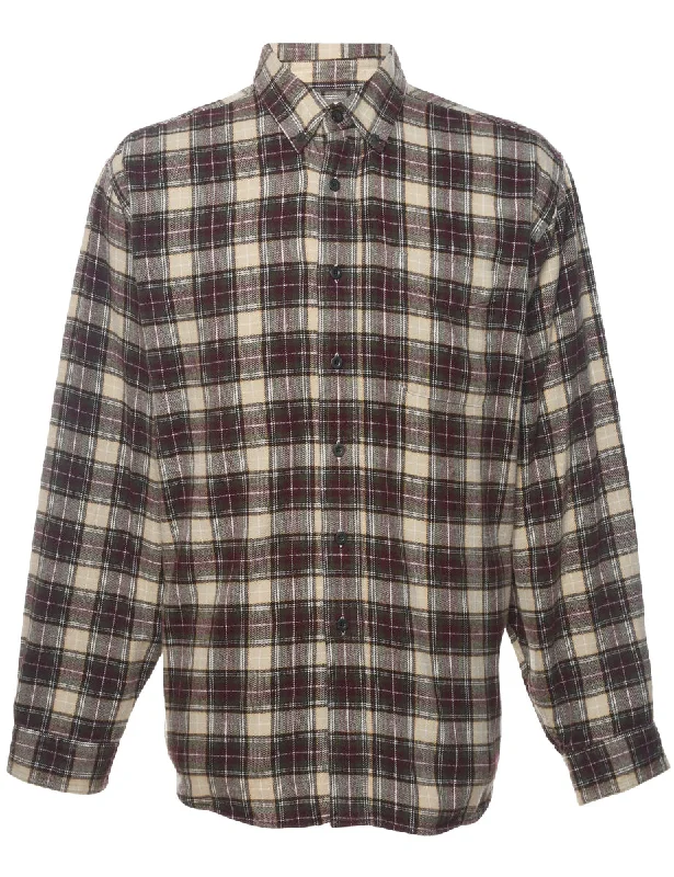 L.L. Bean Checked Multi-Colour Flannel Shirt - L