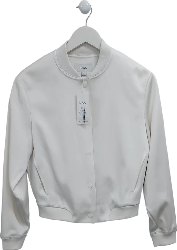 M&S Cream Bomber Jacket In Ivory UK 8