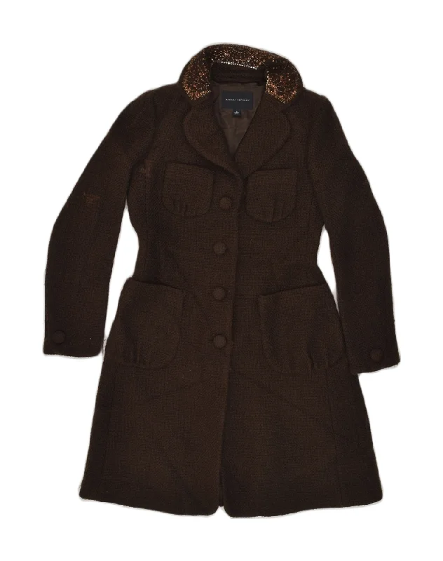 BANANA REPUBLIC Womens Overcoat UK 10 Small Brown Wool