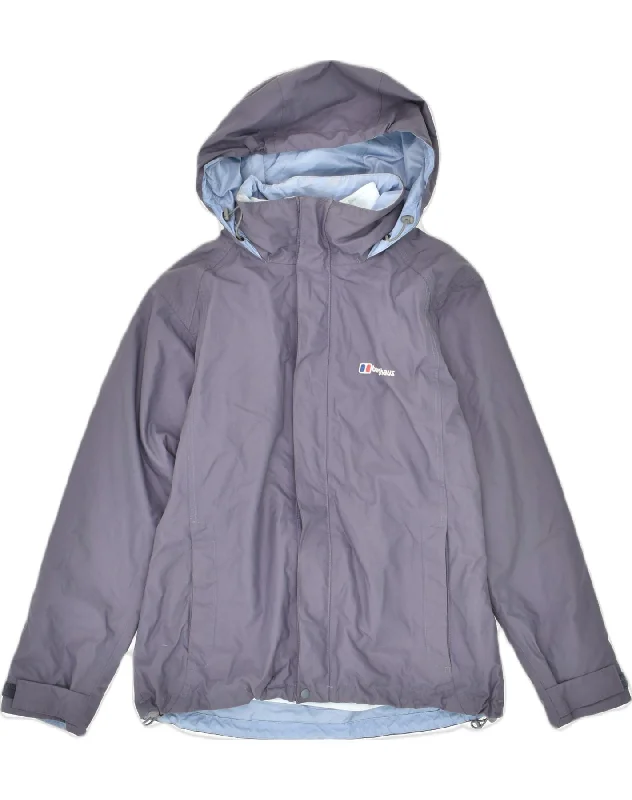 BERGHAUS Womens Hooded Rain Jacket US 10 Large Purple Nylon