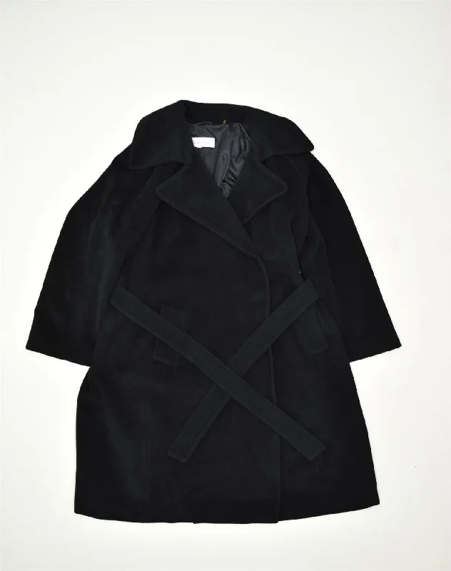 CALVIN KLEIN Womens Overcoat UK 16 Large Black Angora