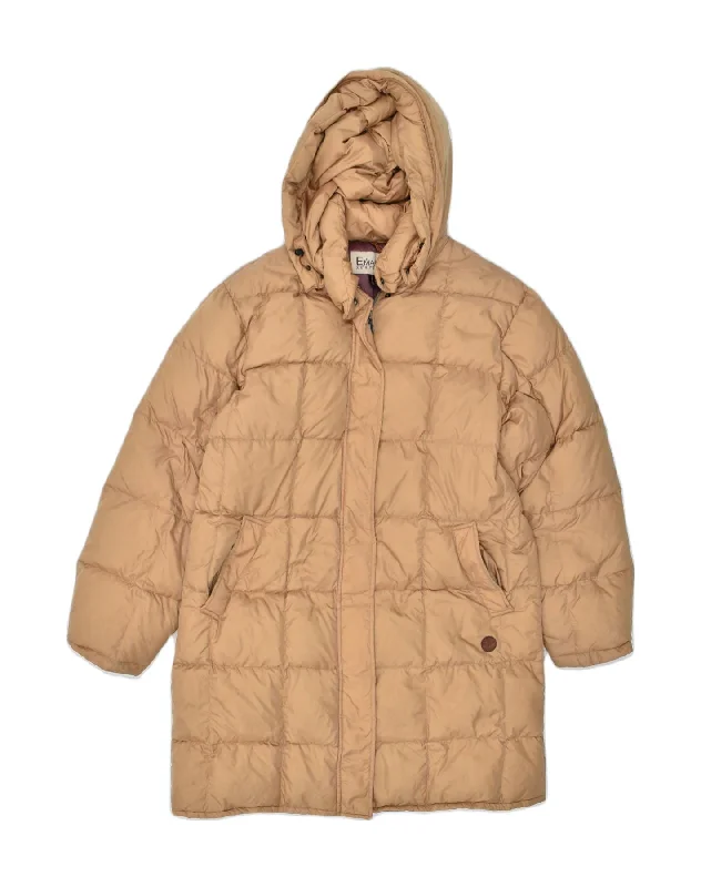 EMAROO AUSTRALIA Womens Hooded Padded Coat UK 16 Large Beige Polyester