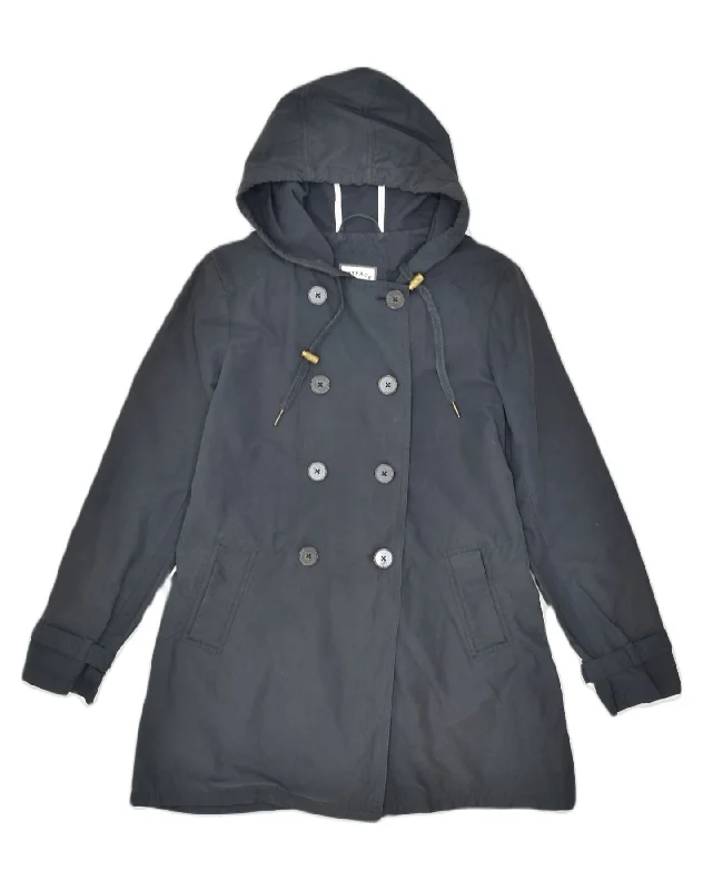 FAT FACE Womens Hooded Belted Double Breasted Coat UK 12 Medium Black