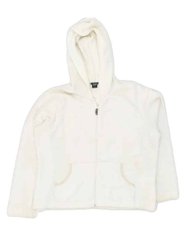 GAP Womens Hooded Fleece Jacket UK 16 Large White Polyester