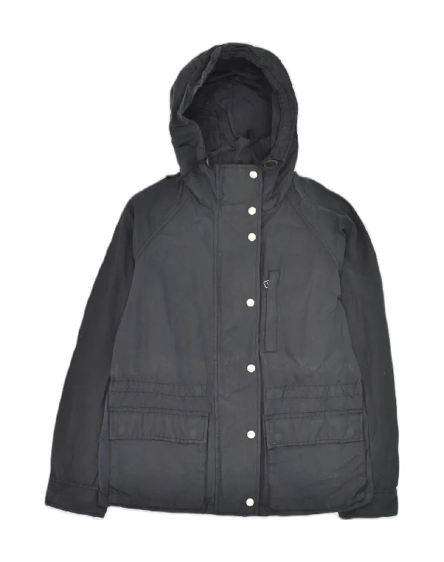 GAP Womens Hooded Rain Jacket UK 14  Medium Navy Blue Cotton