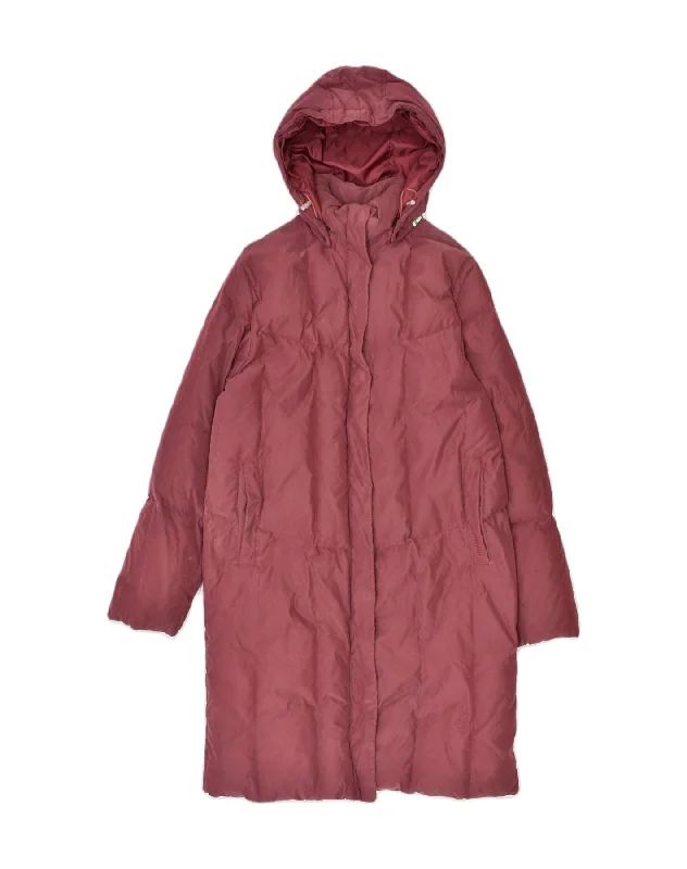 INVICTA Womens Loose Fit Hooded Padded Coat UK 14 Medium Maroon Polyester