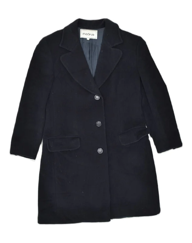 MODYVA Womens Overcoat IT 42 Medium Black Wool