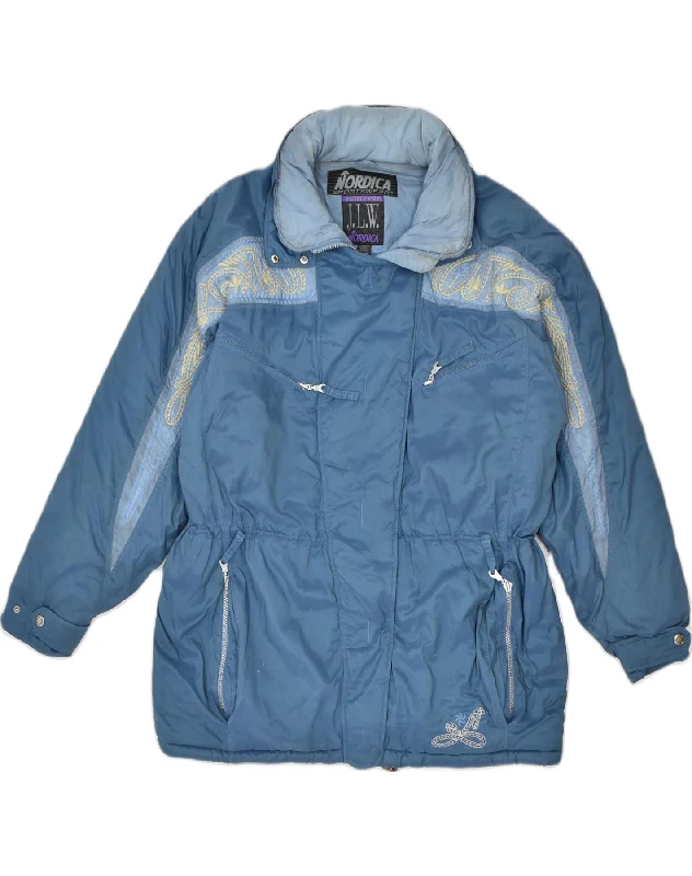 NORDICA Womens Hooded Windbreaker Jacket EU 46 XL Blue Polyamide