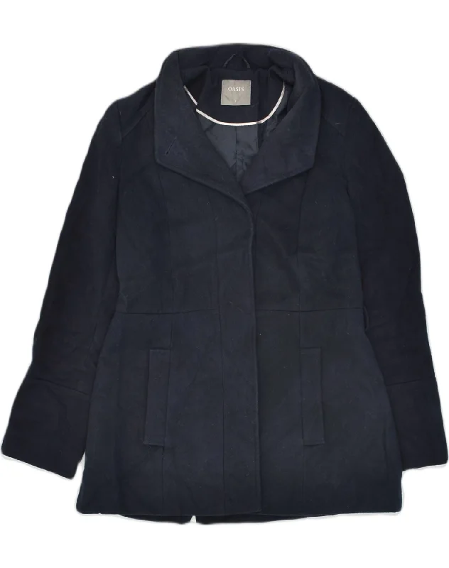 OASIS Womens Overcoat UK 10 Small Navy Blue Polyester