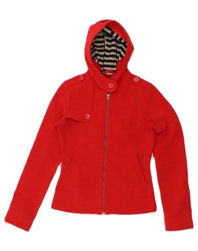 O'NEILL Womens Hooded Bomber Jacket UK 4 XS Red Polyester