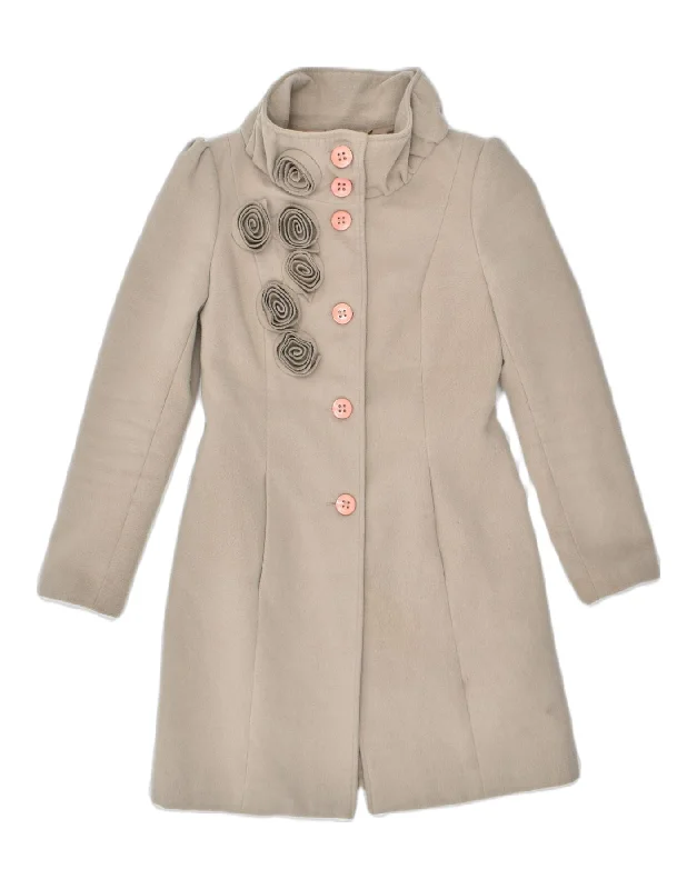 SANDRO FERRONE Womens Overcoat IT 44 Medium Beige Rayon