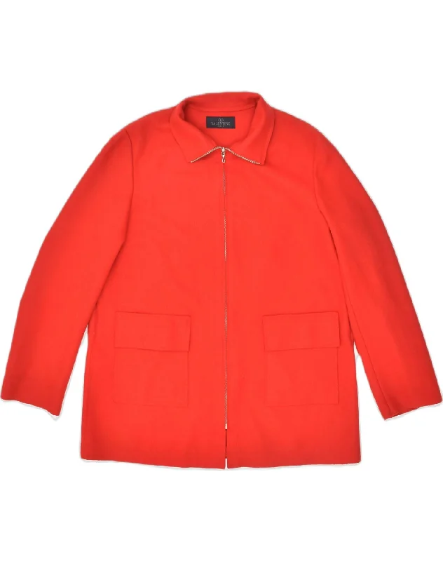 VALENTINO Womens Overcoat IT 42 Small Red Wool