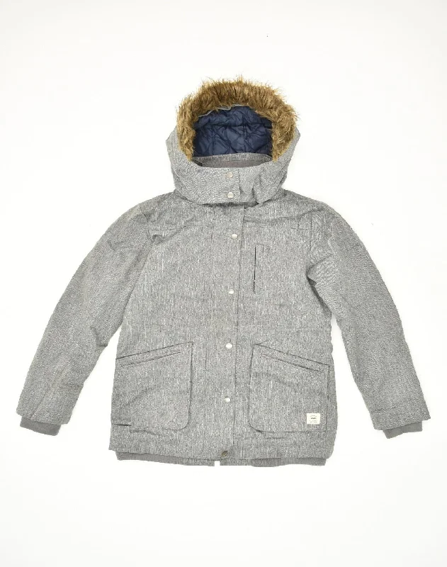 VANS Womens Hooded Padded Jacket UK 10 Small Grey Cotton