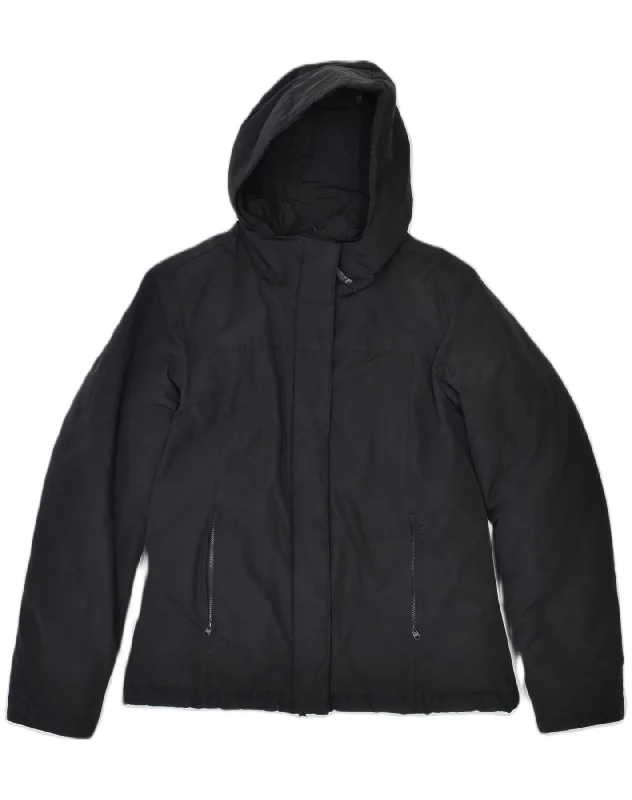 WOOLRICH Womens Hooded Windbreaker Jacket UK 8 Small Black Cotton