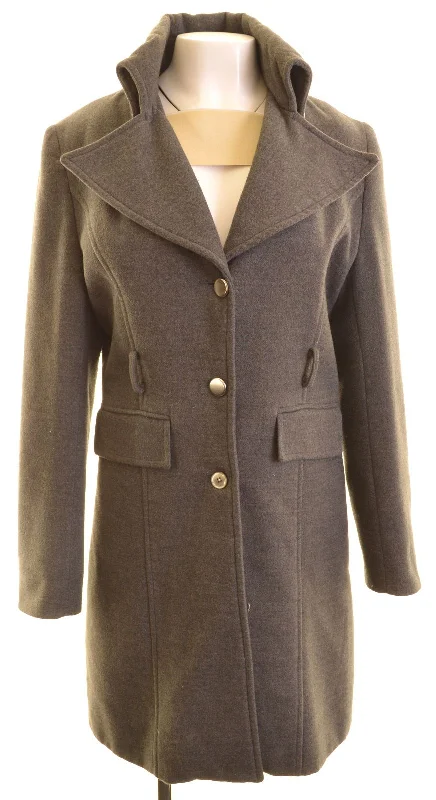 COVERI FACTORY Womens Overcoat IT 46 Large Grey Polyester Vintage