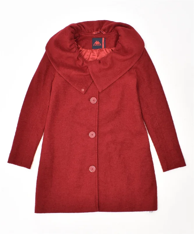 KAPPA Womens Overcoat UK 10 Small Red Wool