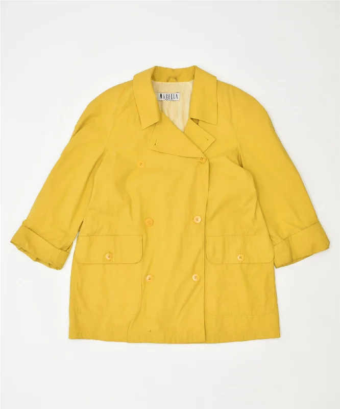 MARELLA Womens Double Breasted Overcoat UK 18 XL Yellow