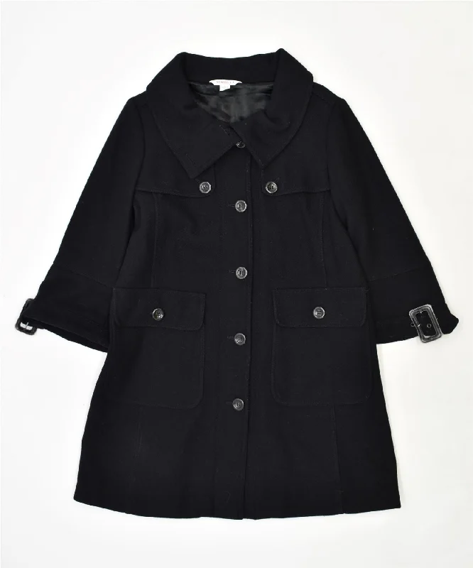 MARELLA Womens Overcoat UK 10 Small Black Wool