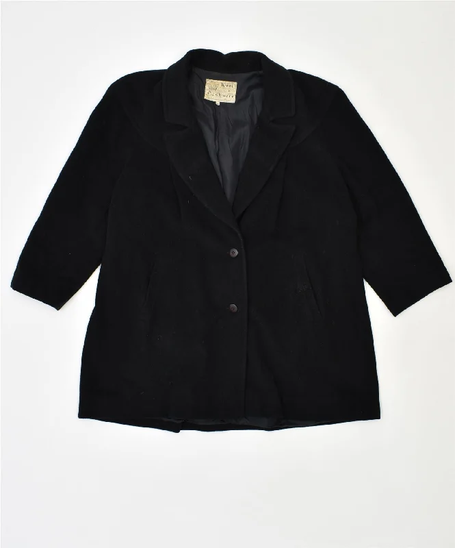 VINTAGE Womens Overcoat UK 18 XL Black