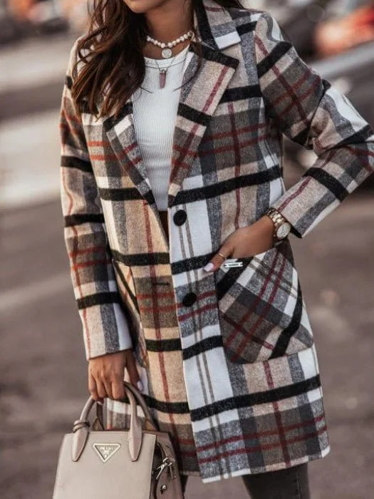 Elegant Plaid Overcoat for Women