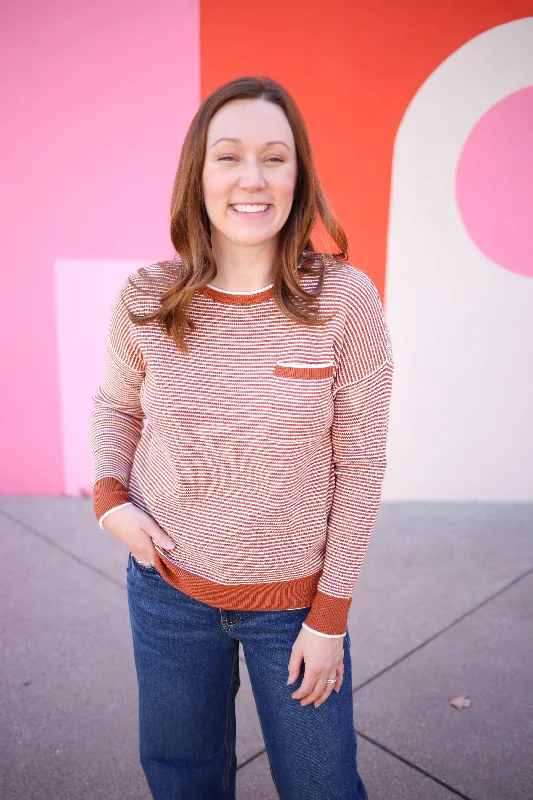 Copper and Off-White Stripe Sweater | Boutique Elise | Cassandra