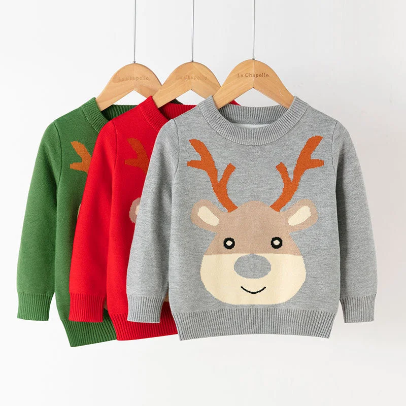 Cotton Double Layer Autumn Winter Christmas Long Sleeved Children's Sweater