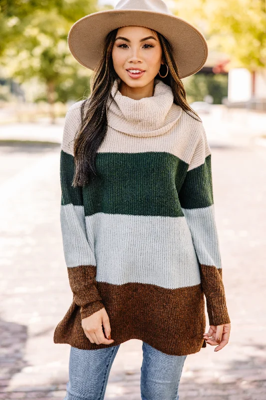 Trust In Me Forest Green Colorblock Sweater