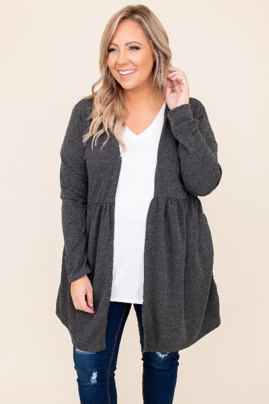 Drawing Conclusions Cardigan, Charcoal