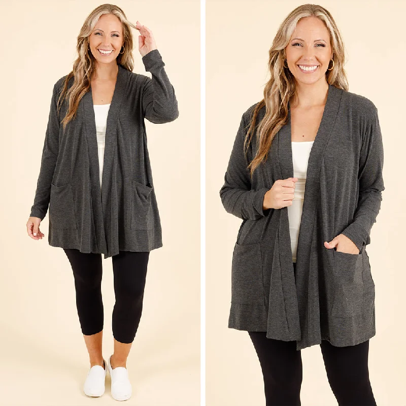 Kindness and Compassion Cardigan, Charcoal