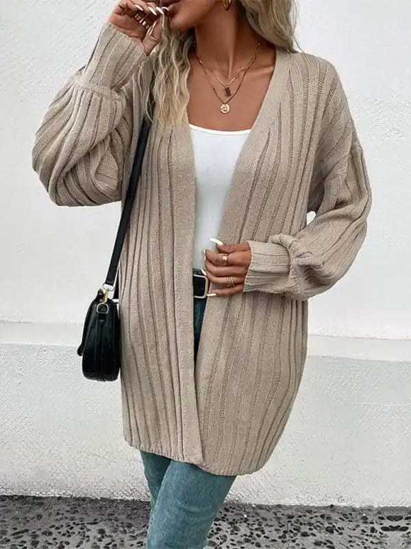 New women’s long sleeve solid color cardigan sweater