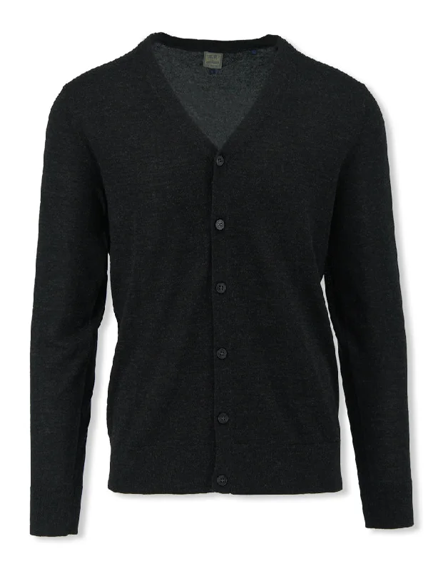 Charcoal Merino Wool Classic Cardigan