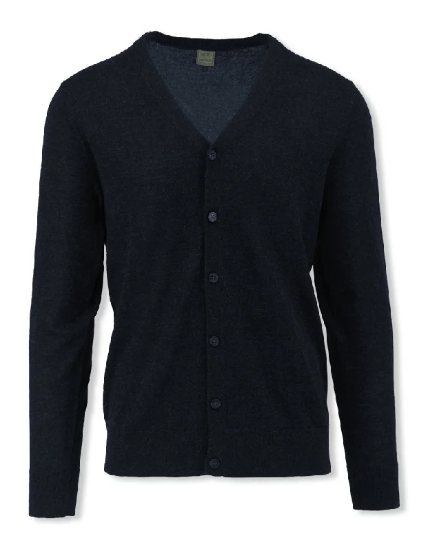 Midnight Merino Wool Classic Cardigan