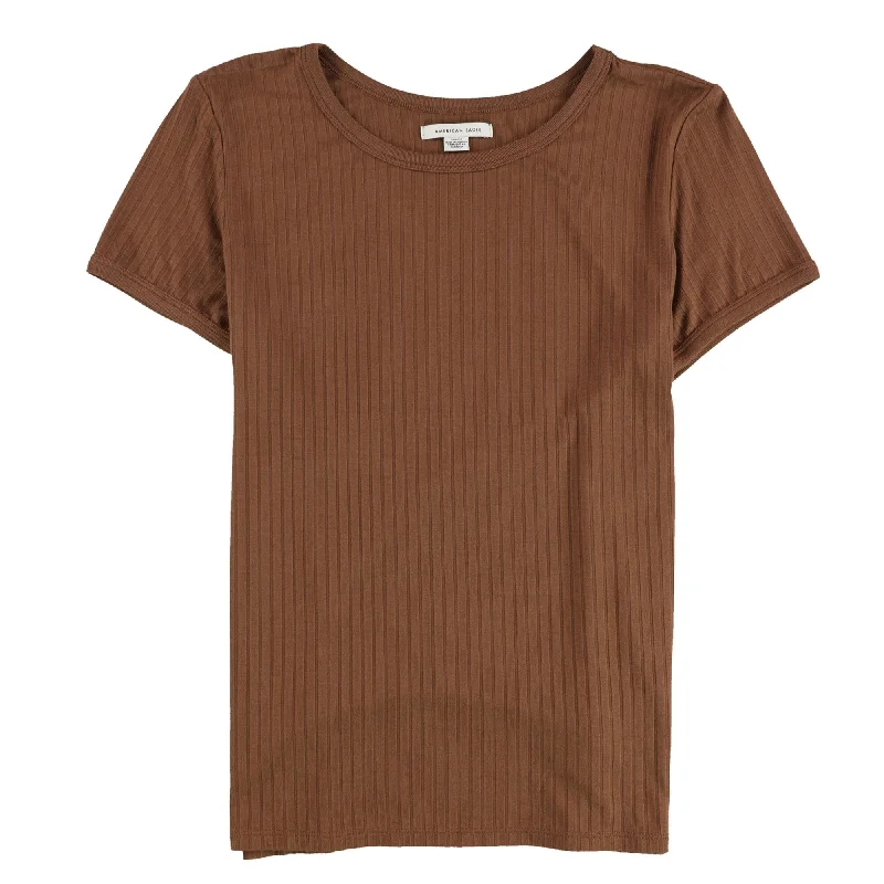 American Eagle Womens Striped Basic T-Shirt, Brown, Medium