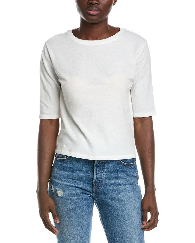 Vince Relaxed Elbow Sleeve Linen-Blend T-Shirt