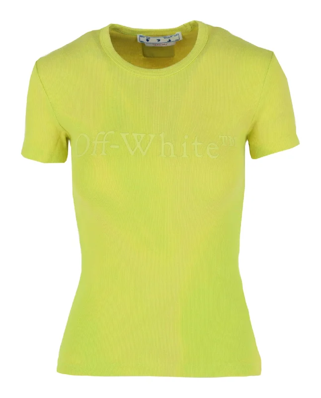 Off-White Womens Laundry Ribbed Fitted T-Shirt