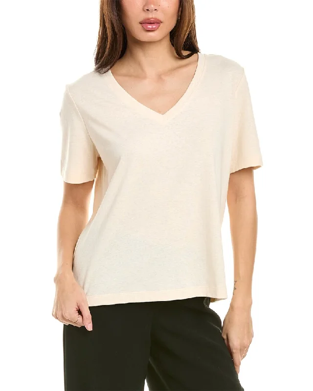 Lafayette 148 New York James V-Neck Linen-Blend T-Shirt