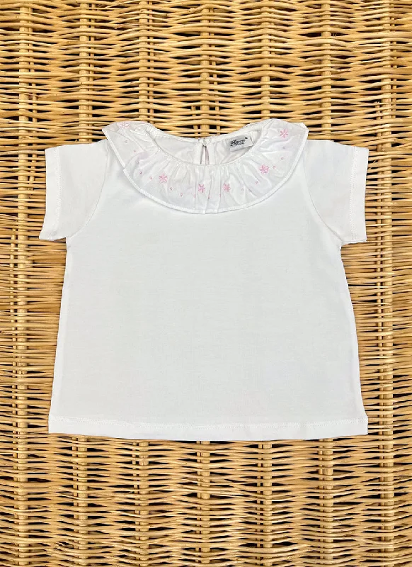 Embroidered ruffle collar Girly T-shirt