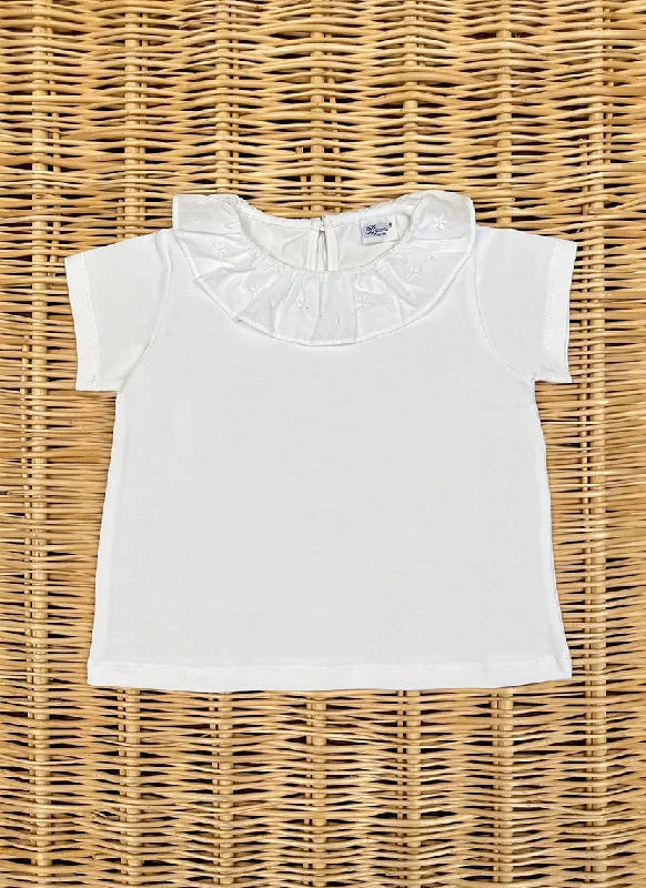 Embroidered ruffle collar Girly T-shirt