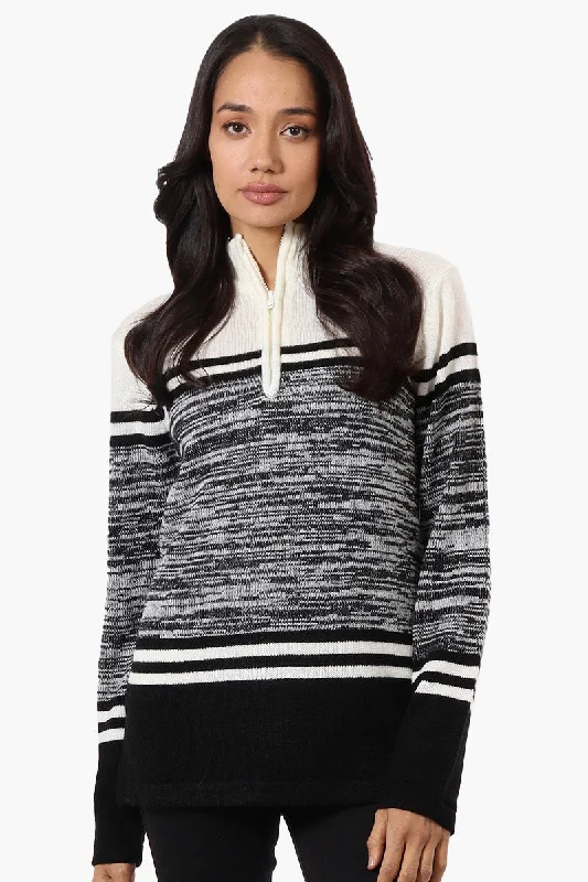 Canada Weather Gear Patterned 1/4 Zip Pullover Sweater - White