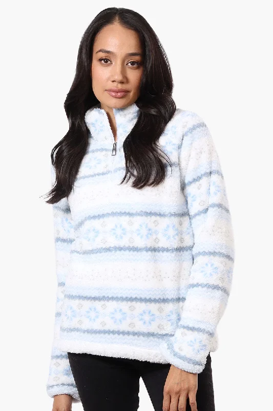 Canada Weather Gear Fair Isle Pattern 1/4 Zip Pullover Sweater - Blue