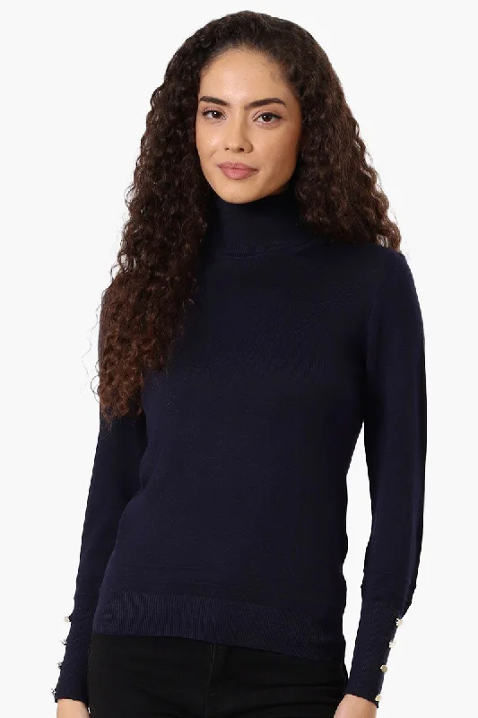 International INC Company Basic Turtleneck Pullover Sweater - Navy