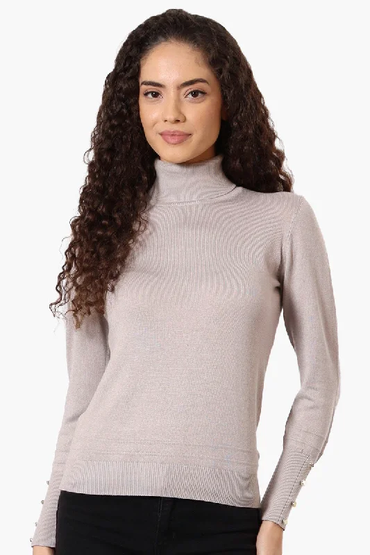 International INC Company Basic Turtleneck Pullover Sweater - Beige