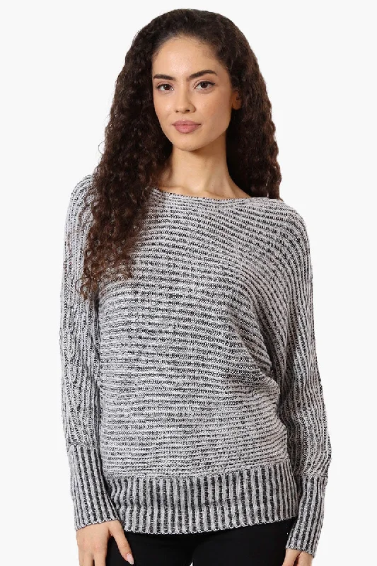 International INC Company Ribbed Boat Neck Pullover Sweater - Grey